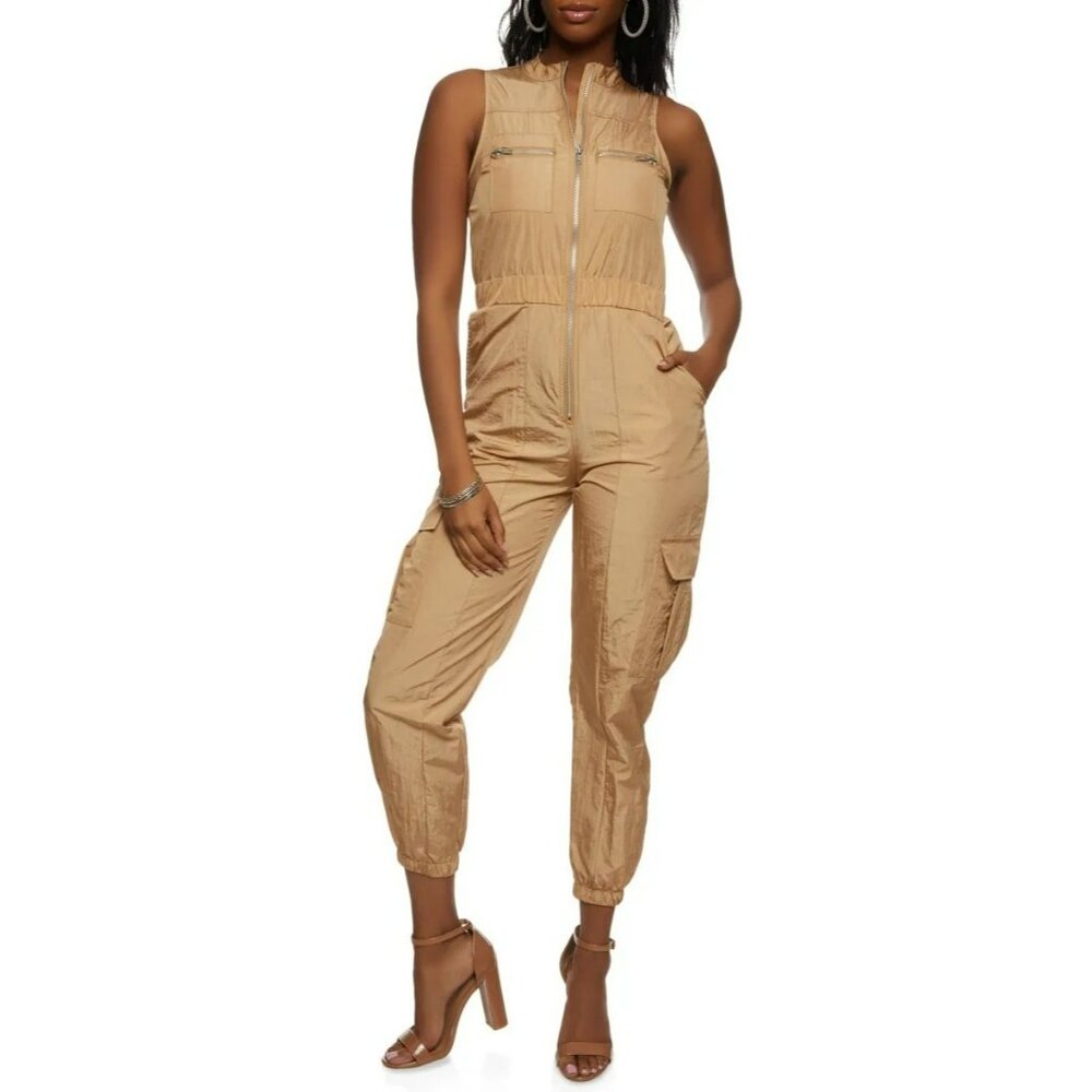 NWT Sleeveless Zip Front Parachute Jumpsuit Size Medium